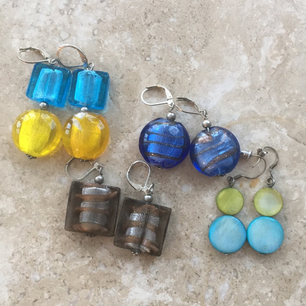 Set of 4 Earrings - Bright Colors - Custom Made